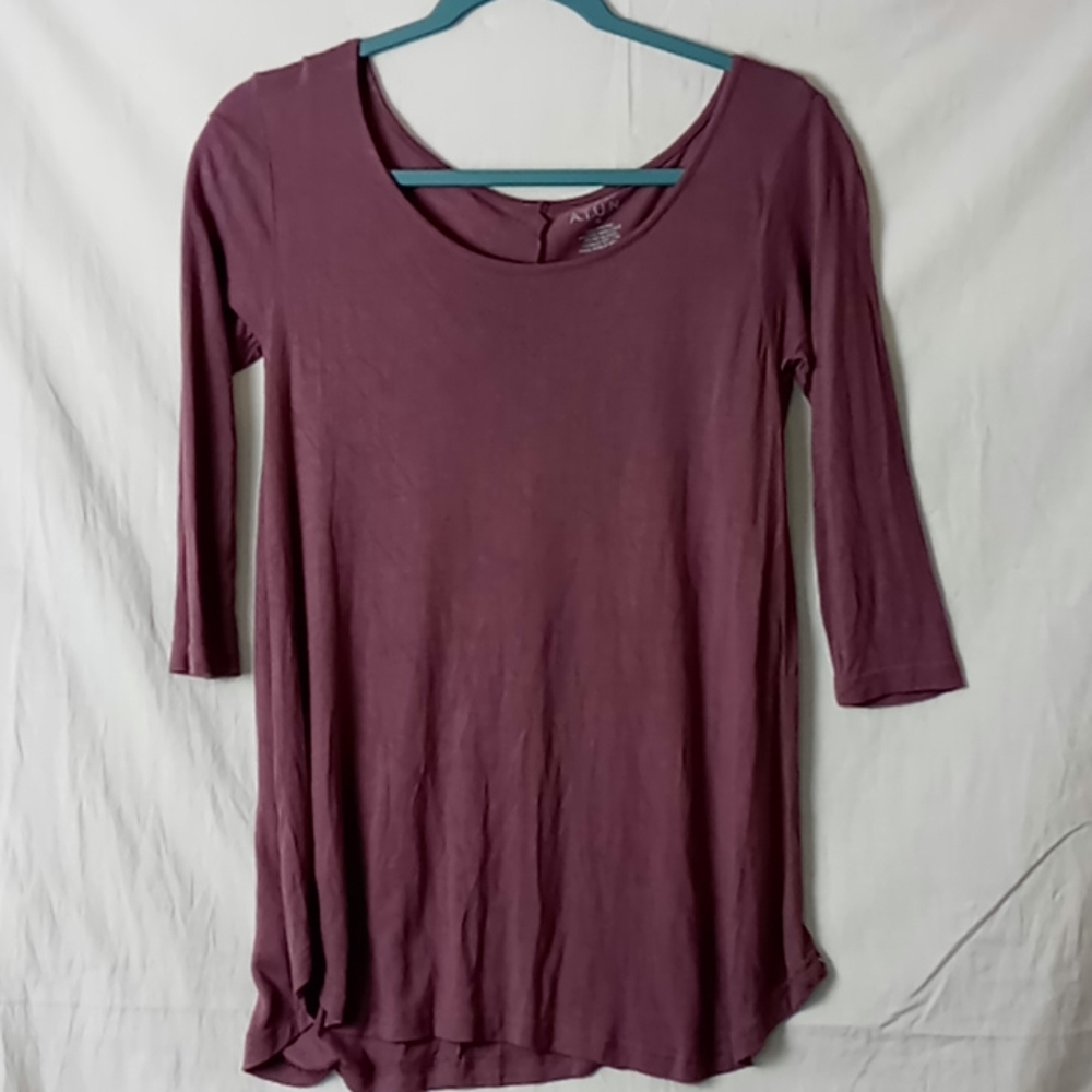 4/20 A.T.U.N. purple oversized soft 3/4 sleeve top